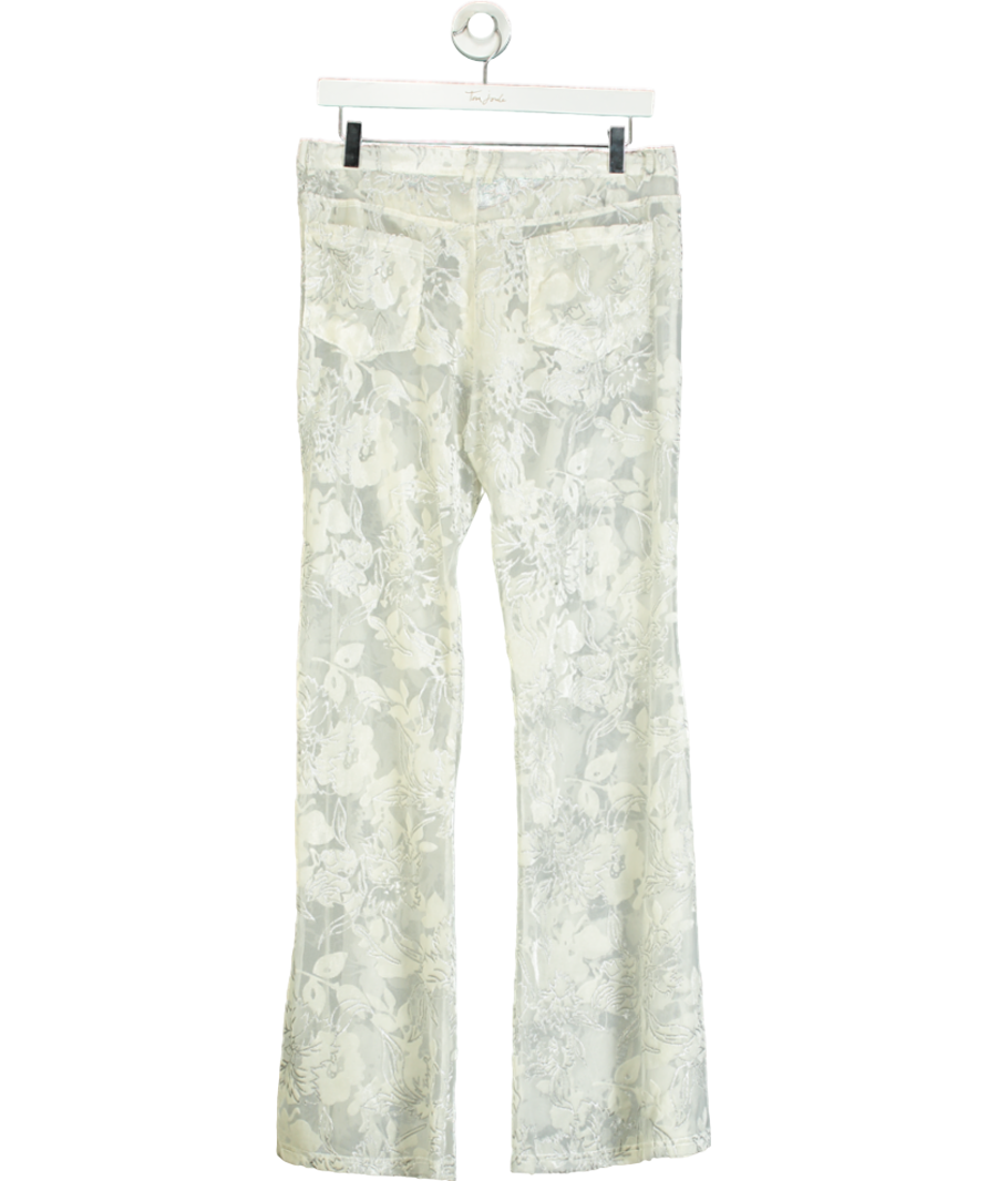 PROD Cream Velvet-flocked Semi-sheer Trousers UK M