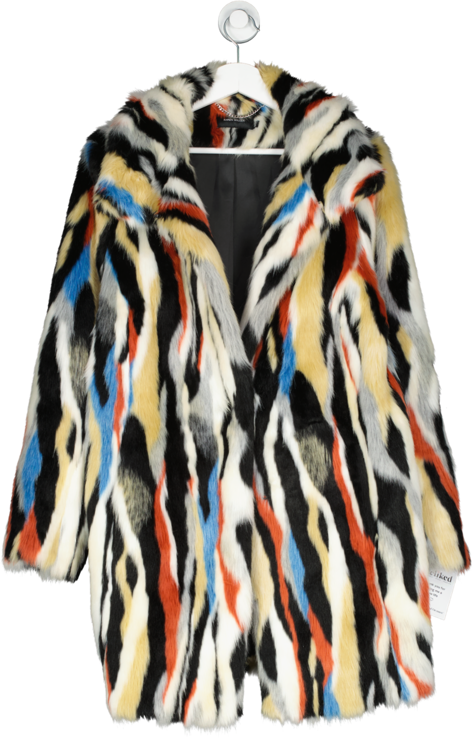 Karen Millen Multicoloured Faux Fur Coat UK 10