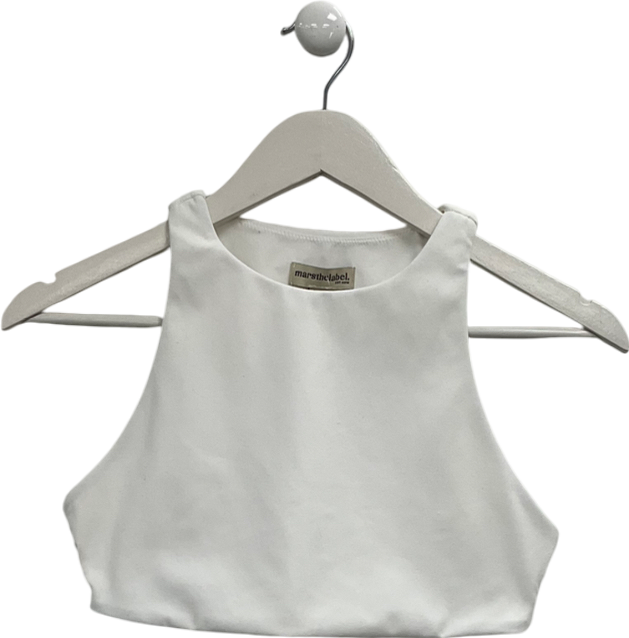 Mars the Label White Open Back Crop Top UK 8