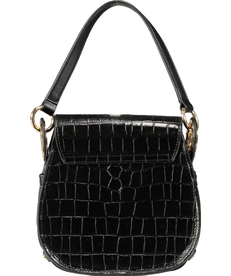 Holland Cooper Black Croc Leather Chelsea Saddle Bag
