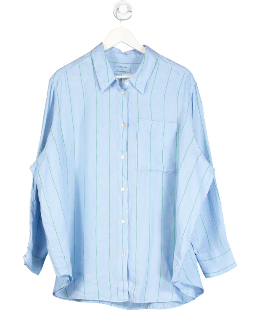 M&S Blue Striped Pure Linen Shirt UK 20