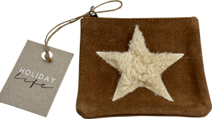 HOLIDAYLIFE Tan Brown Suede Leather Star Purse