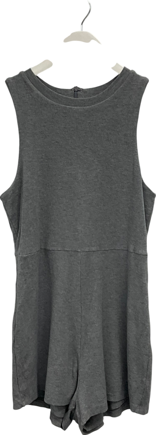 All the Ways Grey Kate Basic Ribbed Romper UK L