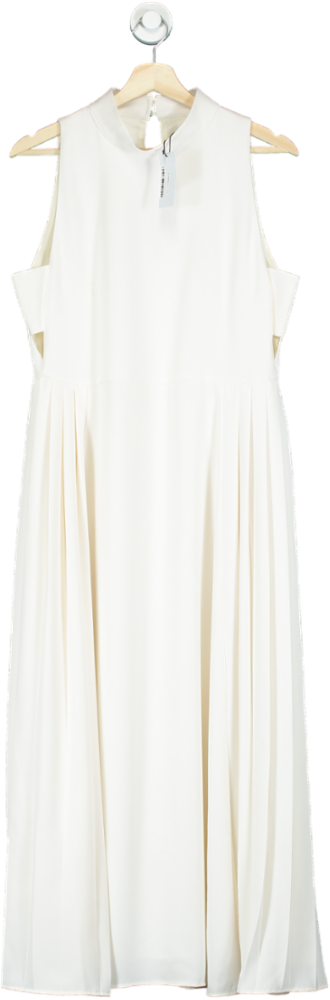 Karen Millen Ivory Soft Tailored Pleated Panel Midaxi Dress UK 12