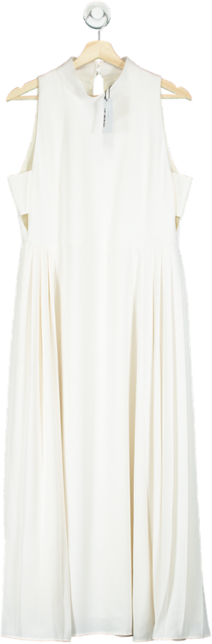 Karen Millen Ivory Soft Tailored Pleated Panel Midaxi Dress UK 12