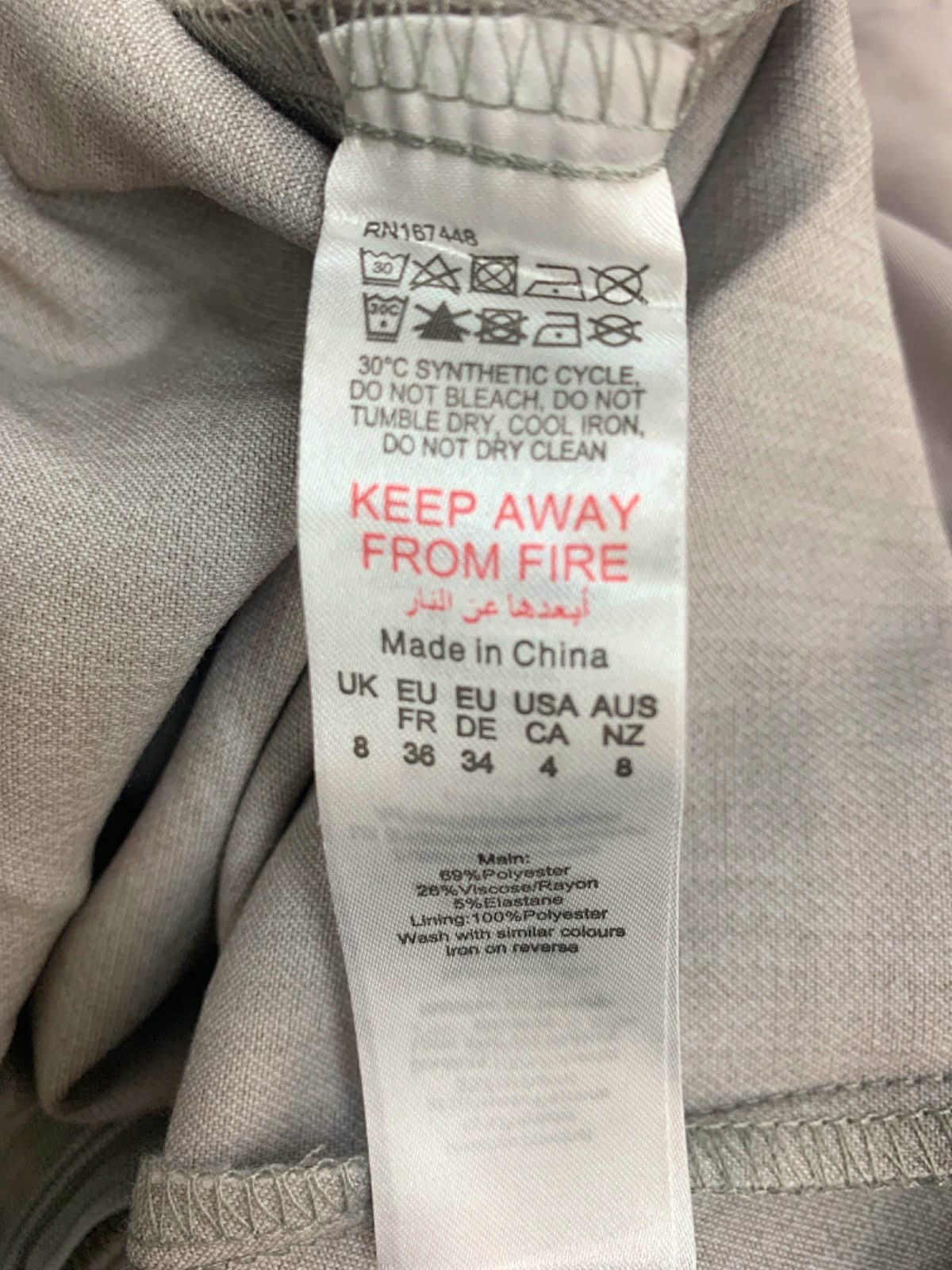 PLT Label Light Grey Tailored Waistcoat Belt Detail Jumpsuit UK 8