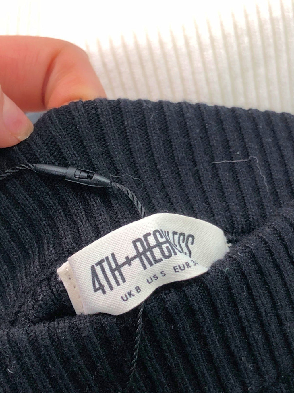 4th + Reckless Black and White Striped Knitted Skirt UK 8