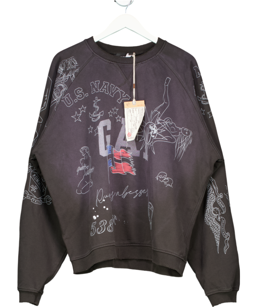 no faith studios Black 25ss Authentic 90s Us Crewneck Washed Out UK L