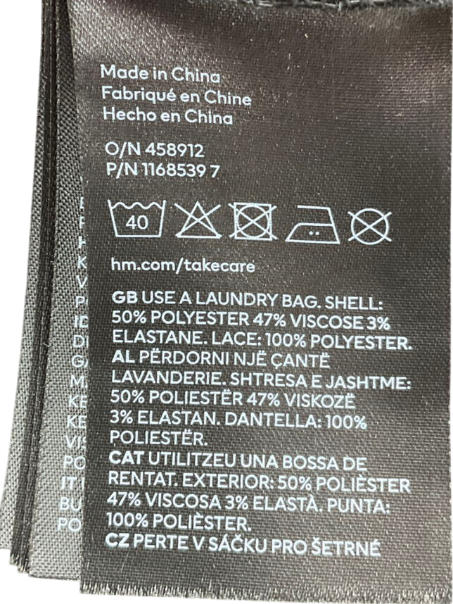 H&M Black Lace-trimmed Ribbed Jumper UK M