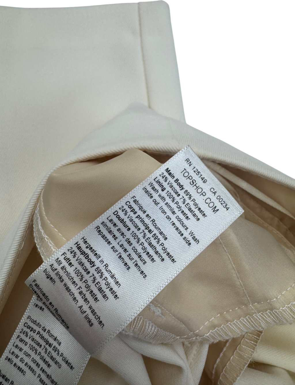 Topshop Cream Tapered Tailored Trouser UK 6