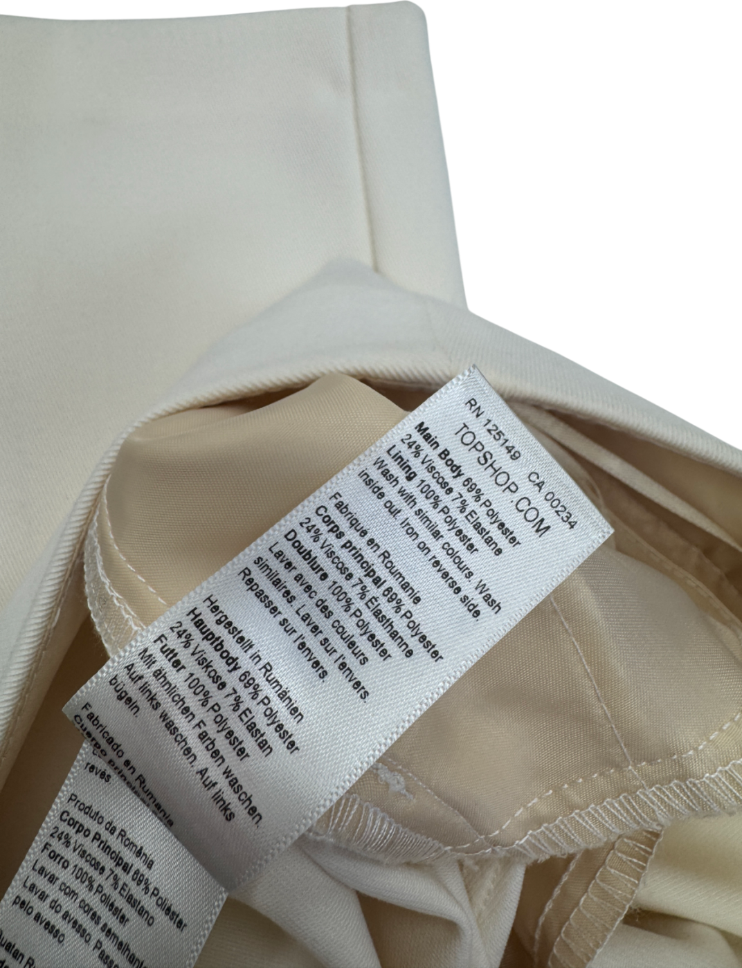 Topshop Cream Tapered Tailored Trouser UK 6