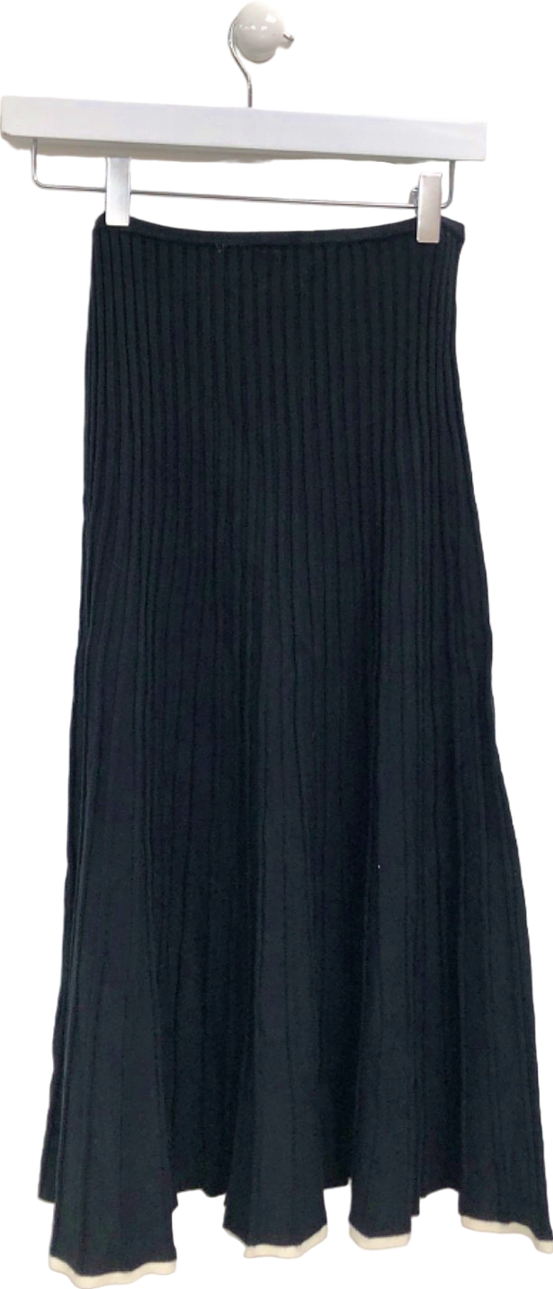 Meshki Black Ribbed Midi Skirt S