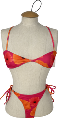 ZARA Pink Printed Tie Bikini Set UK S/M