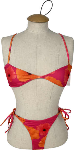ZARA Pink Printed Tie Bikini Set UK S/M