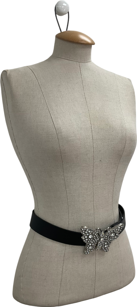 River Island Black Dimante Butterfly Belt UK L