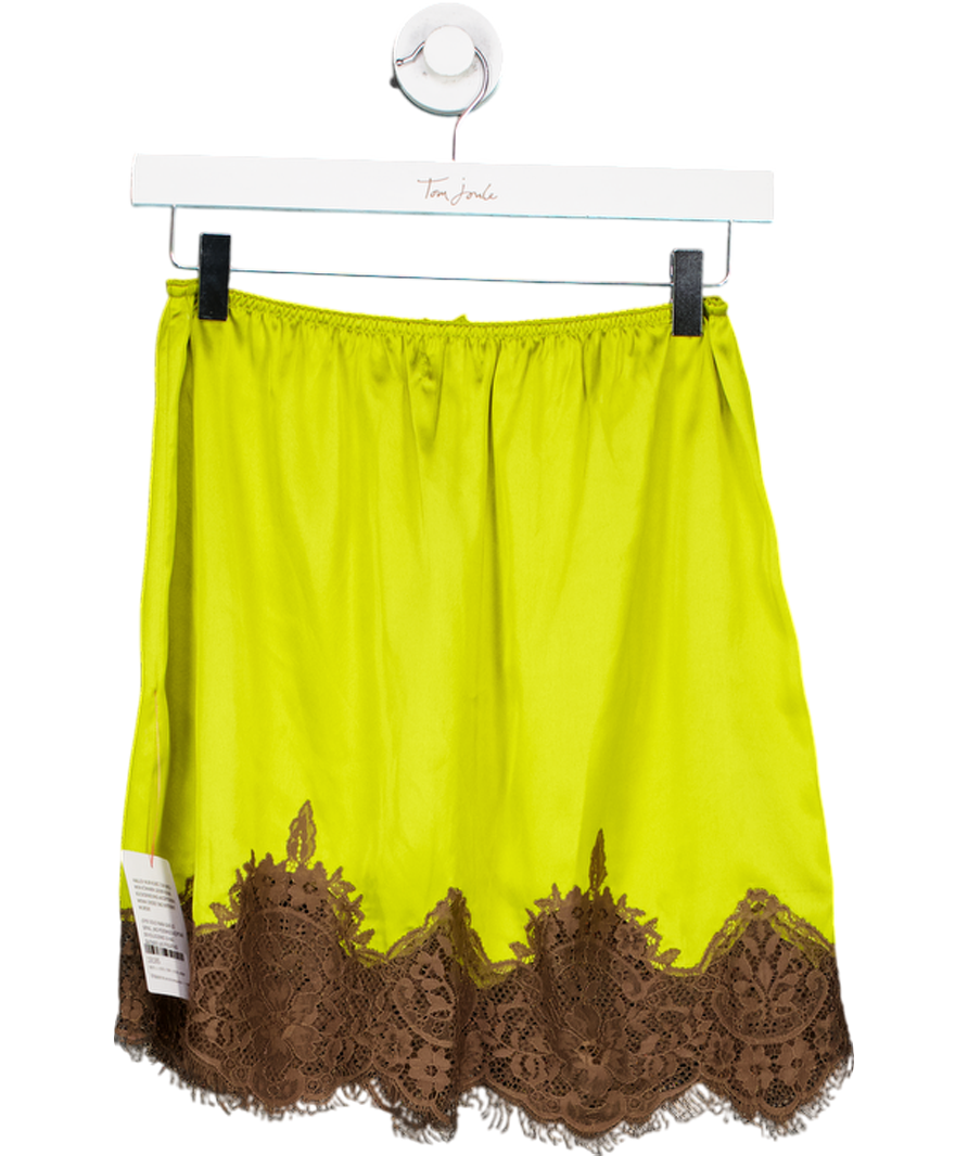 Topshop Green Satin Lace Petticoat Lace Mini Skirt UK 6