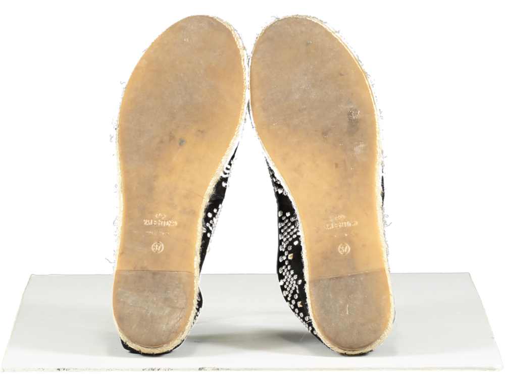 Valentino Garavani Black Studded leather Espadrilles UK 4 EU 37