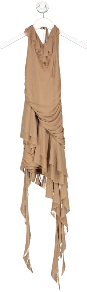 SHEIN Beige Mesh Frill Mini Dress UK XS