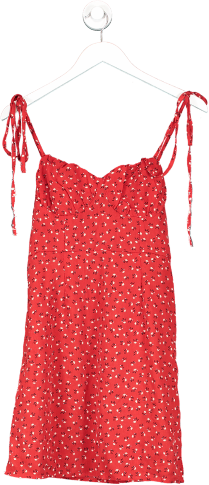SHEIN Red Floral Print Mini Dress UK S