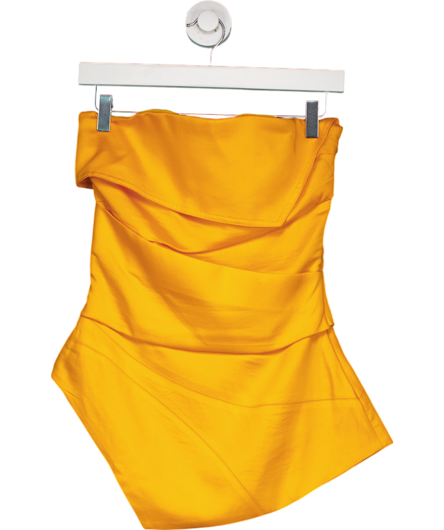 Karen Millen Orange Premium Linen Structured Pleated Tailored Bandeau Top UK 6