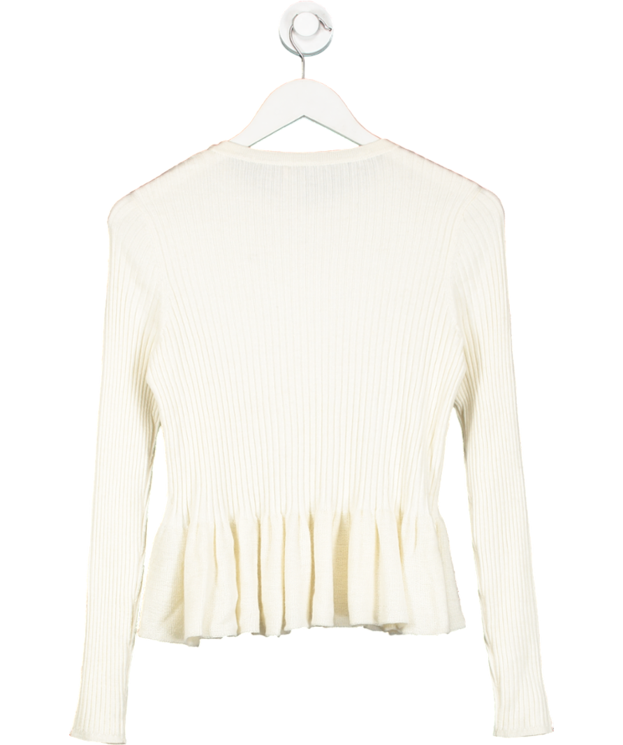 Rebecca Taylor Cream Ribbed Knit Peplum Top UK M