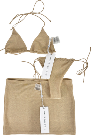 White Fox Beige Matera Bikini Set With Skirt UK S
