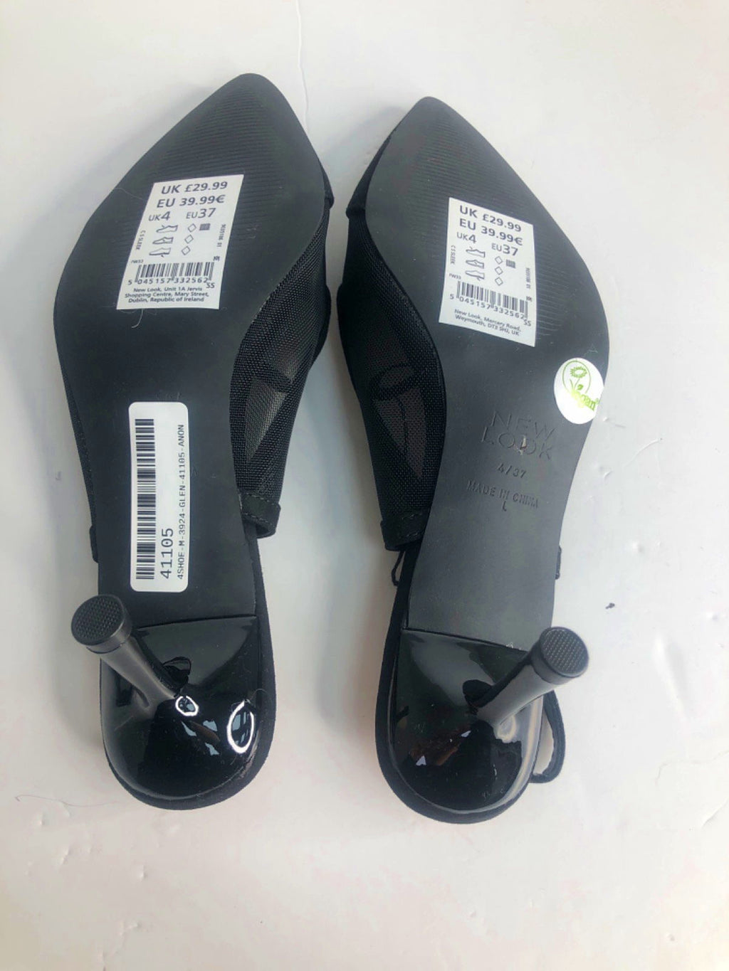 New Look Black Mesh Slingback Heels Comfort UK 4