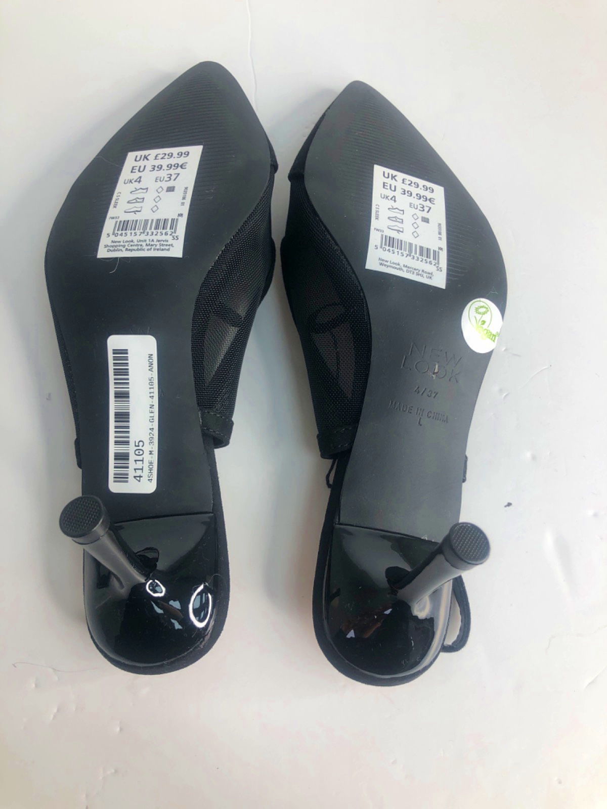 New Look Black Mesh Slingback Heels Comfort UK 4