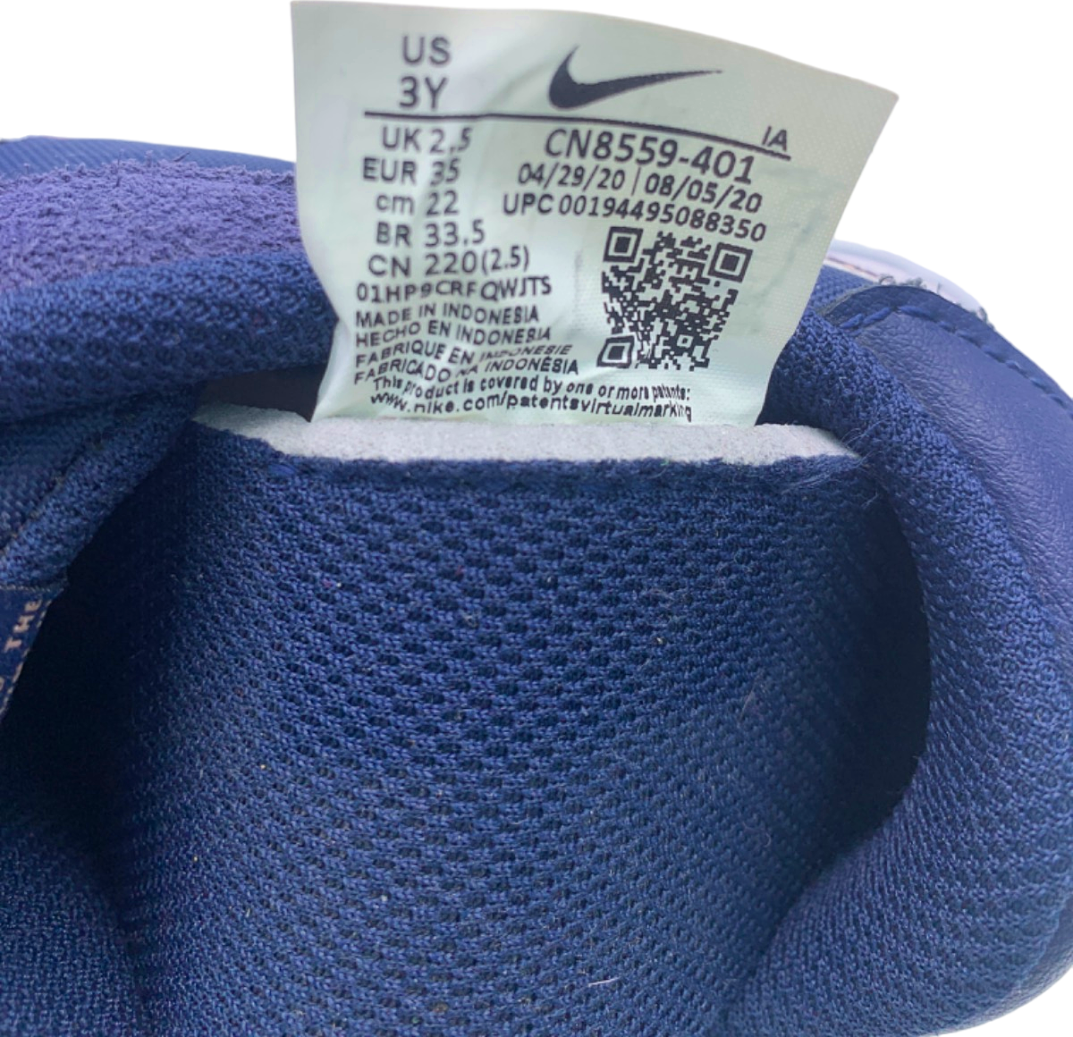 Nike Blue Velcro Strap Trainers Size UK 2.5