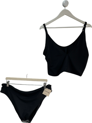 We Are We Wear Black Curve Sonia High Waist Brazilian Bikini Set UK XXXL