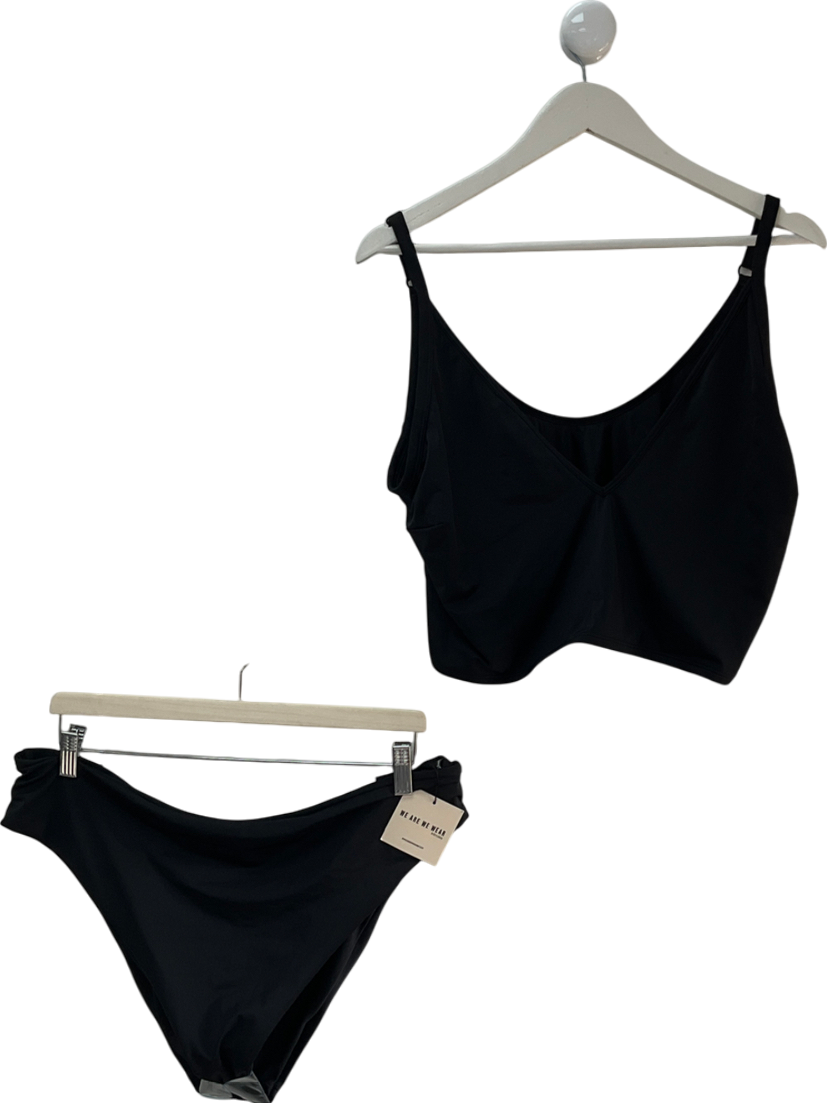 We Are We Wear Black Curve Sonia High Waist Brazilian Bikini Set UK XXXL