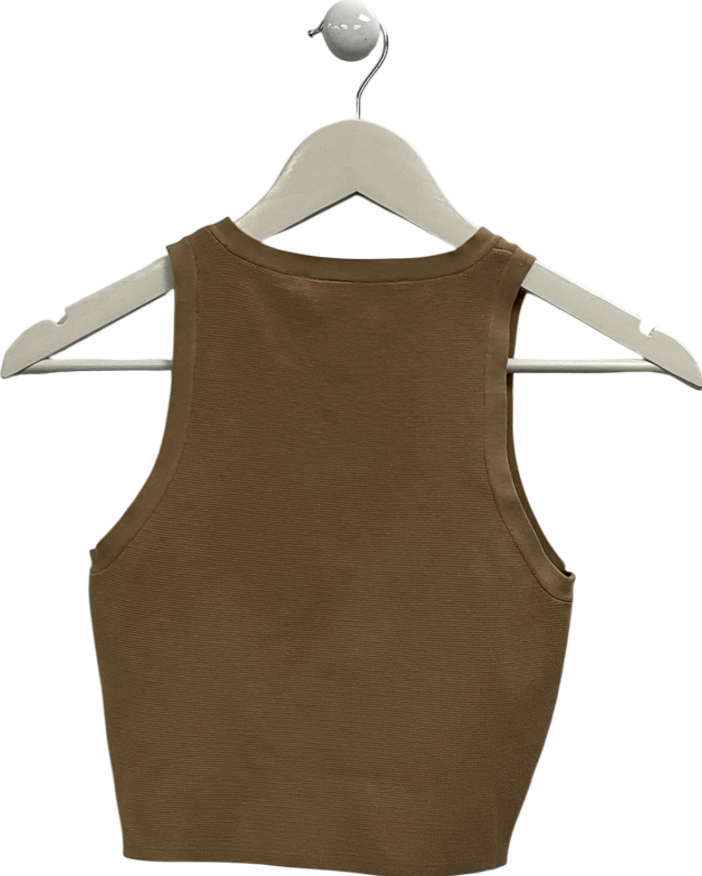 ZARA Beige Woven Cropped Tank Top UK S