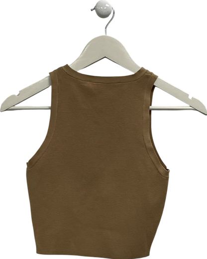 ZARA Beige Woven Cropped Tank Top UK S