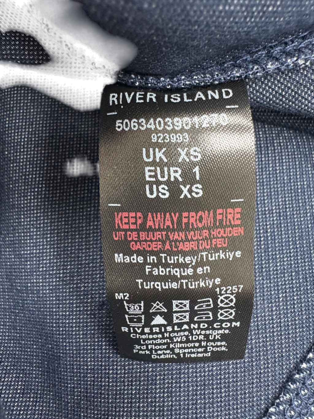 River Island Blue Denim Jersey Halter Neck Top UK XS