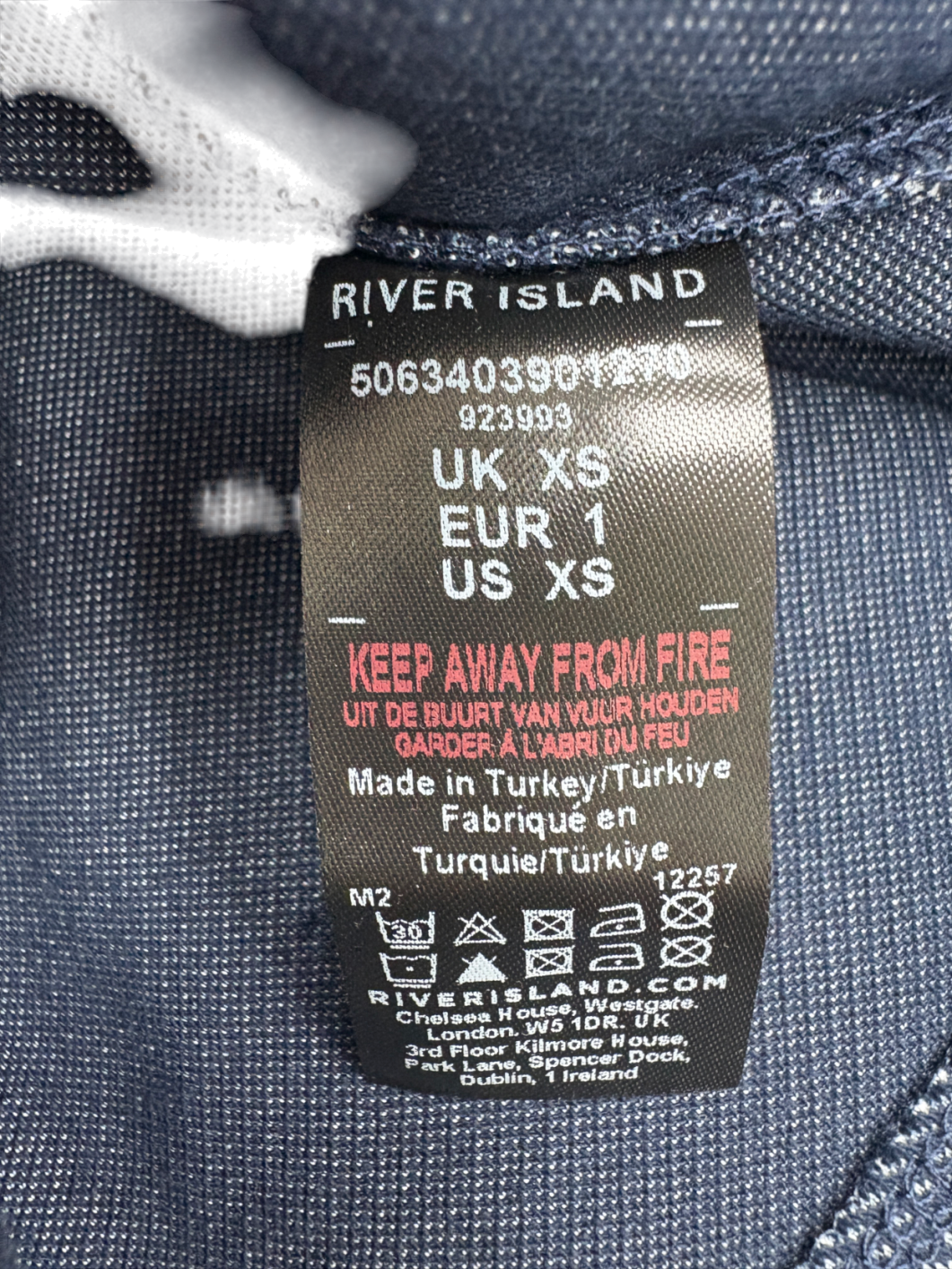 River Island Blue Denim Jersey Halter Neck Top UK XS