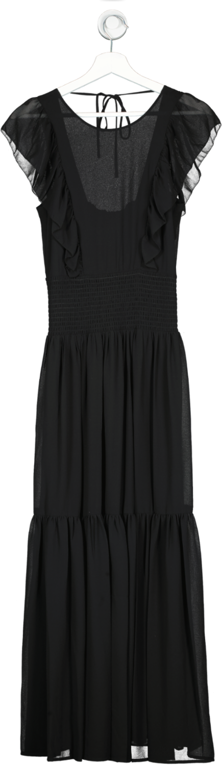 Michael Kors Black Georgette ruffle Maxi Dress UK XS