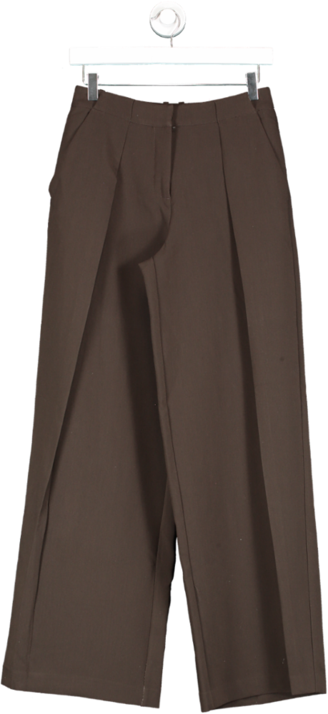 NA-KD Brown X Clare Rose Wide Leg Trousers UK 6