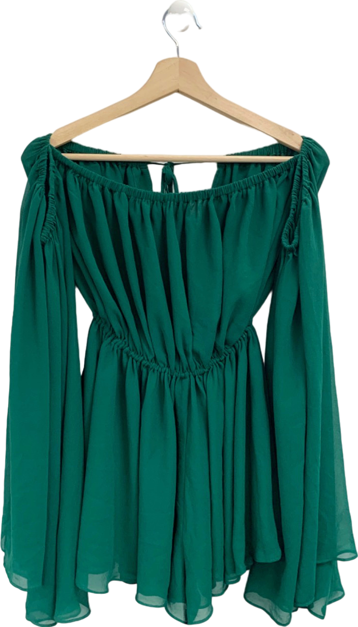 Michael Costello Green Off-Shoulder Dress UK M