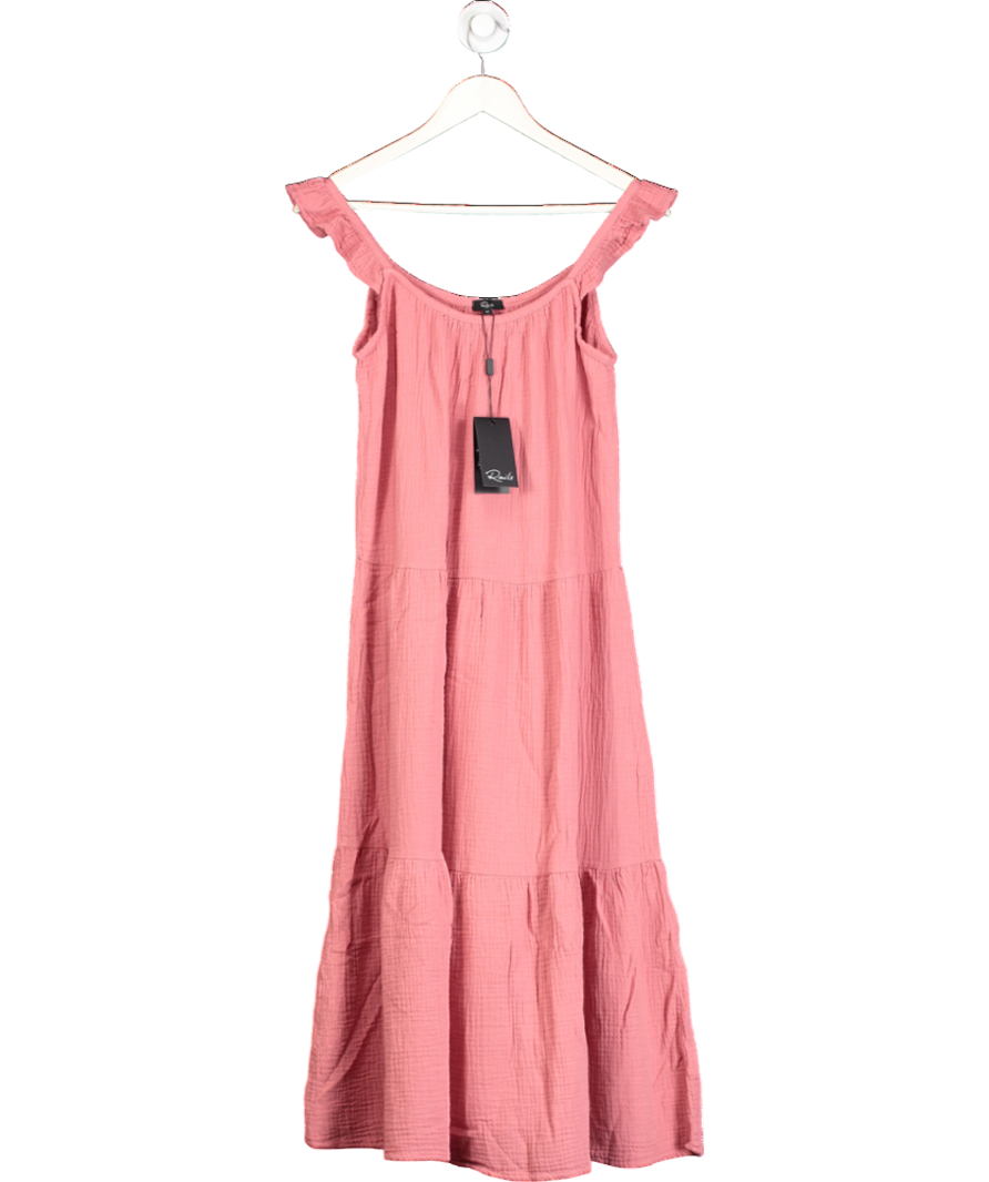 Rails Pink Tiered Cotton Ruffle Sleeve Maxi Dress UK XS