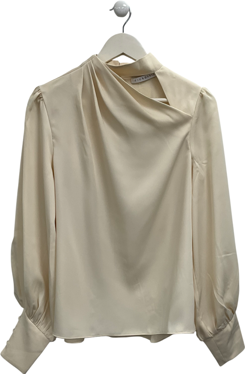 Fig & Basil Cream Cut Out Neck Blouse UK 12