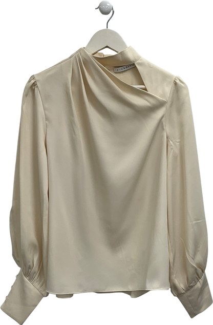 Fig & Basil Cream Cut Out Neck Blouse UK 12