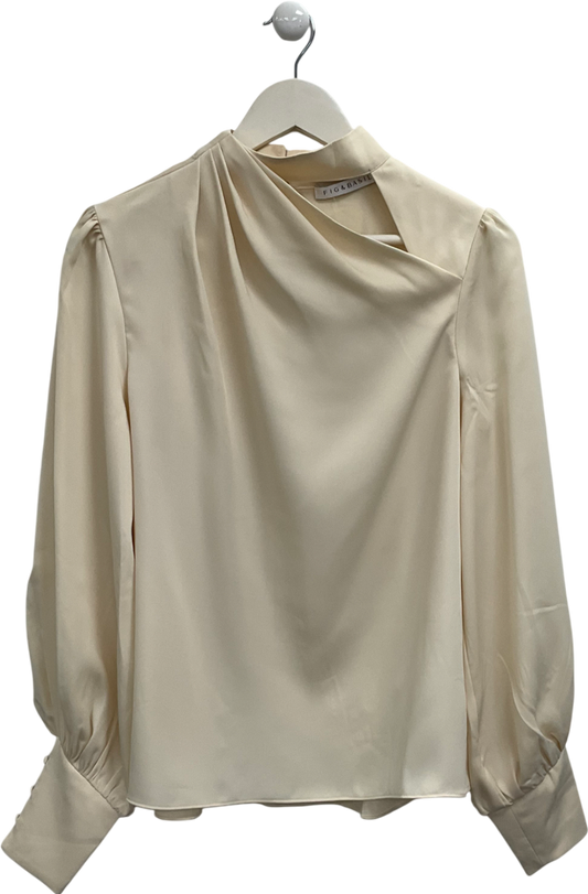 Fig & Basil Cream Cut Out Neck Blouse UK 12