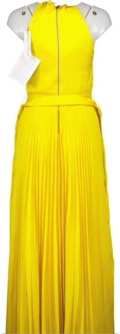 Alice + Olivia Yellow Halterneck Maxi Dress BNWT UK 6