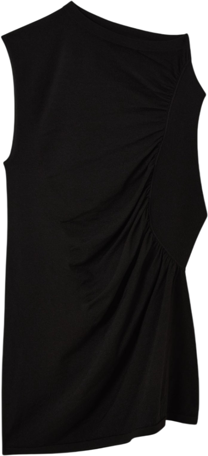 ODDMUSE Sheer Gathered Detail Top   Black UK L