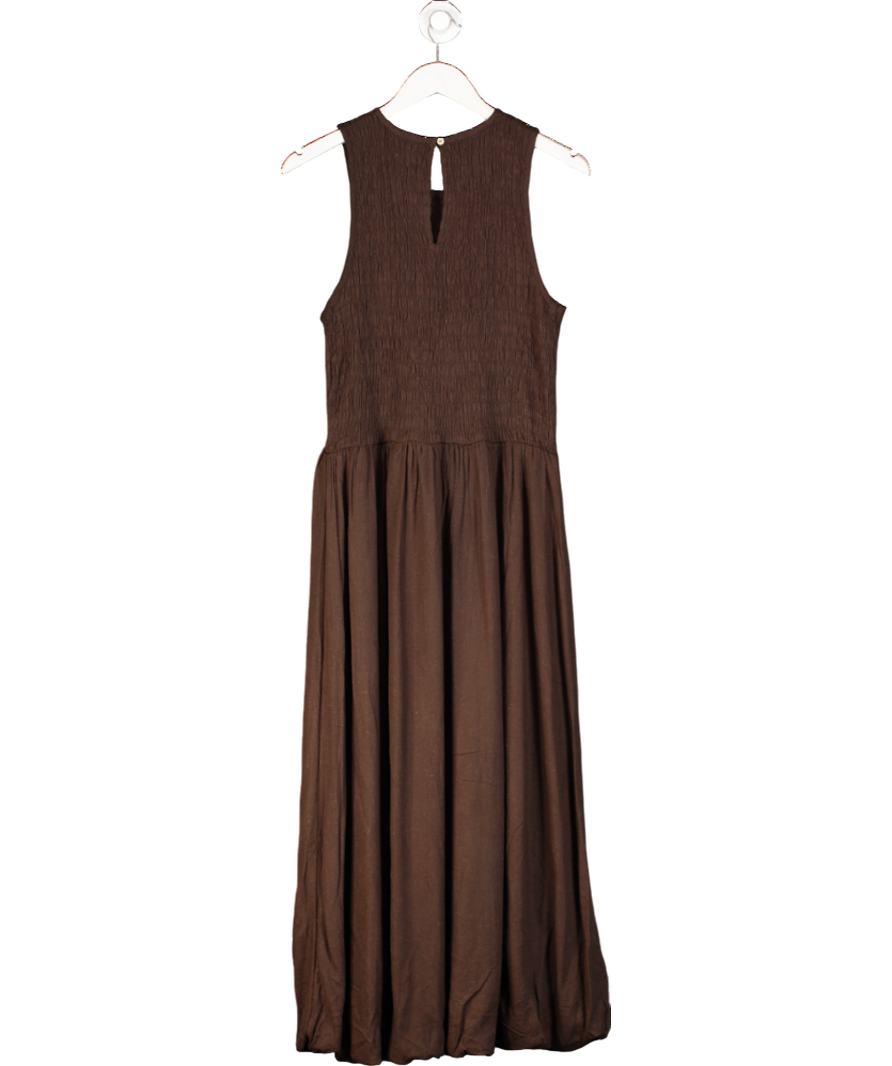 River Island Brown Sleeveless Bubble Hem Racer Midi Dress UK 16