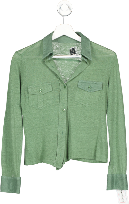Paulie Green Long Sleeve Cropped Shirt UK XS