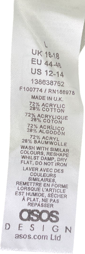 ASOS White Knitted Asymmetric Waistcoat In Buttermilk UK L