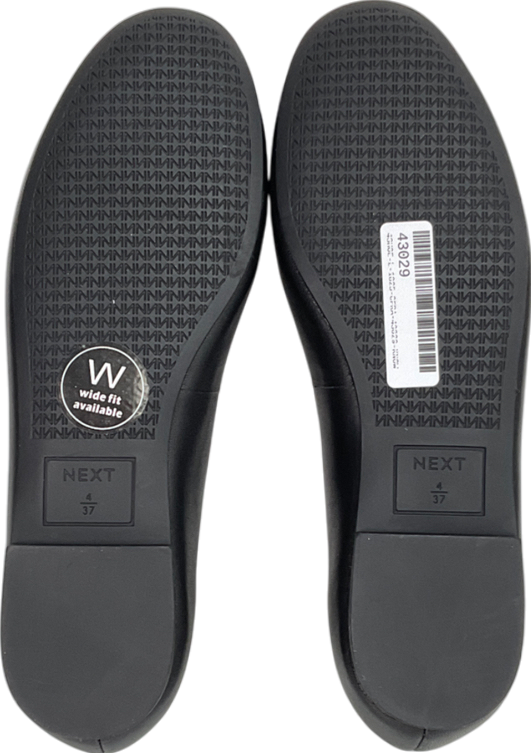 Next Black Round Toe Leather Ballerina Shoes UK 4 EU 37 👠