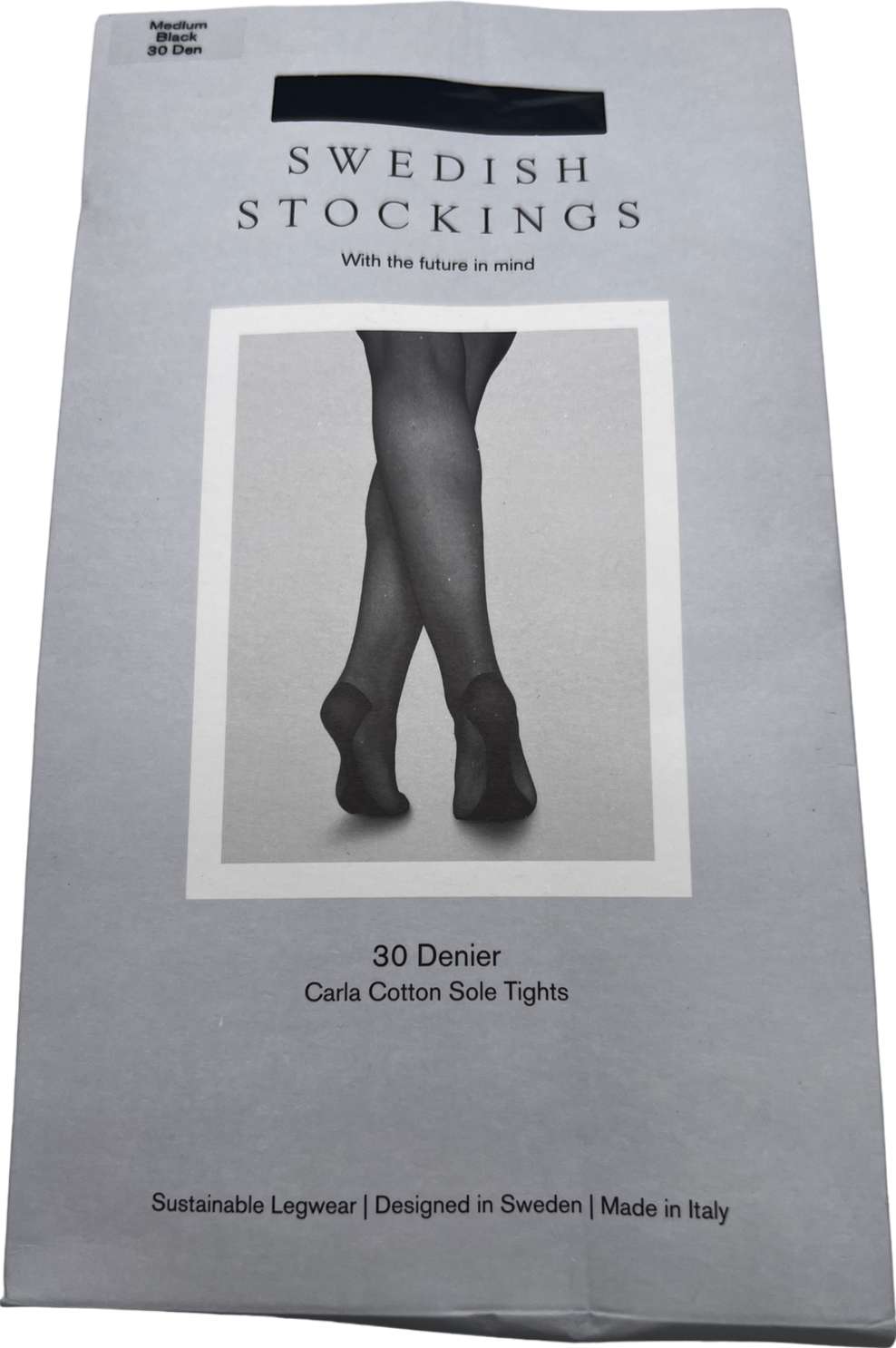 swedish stockings Black Carla Cotton Sole Tights UK M