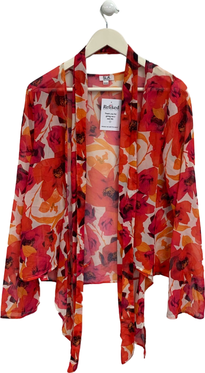 SLA the Label Red Floral Sheer Kimono UK XXS/XS